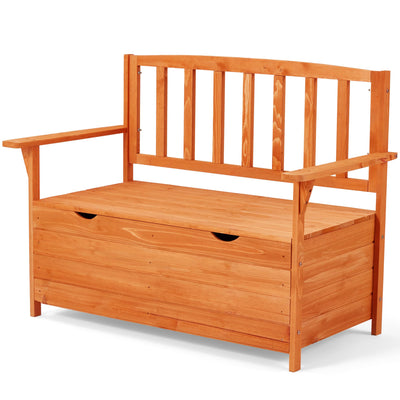 AVAWING Outdoor Storage Bench, Wooden Garden Bench Weatherproof, Patio Benches for Outside, 2-Seat Front Porch Bench, Park Bench for Deck, Lawn, Backyard(Natural)