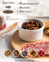 Ramekins for Creme Brulee, 9 ounces Set of 4 Lava Cake, Pudding, Souffle, Small Sauce Bowl, Ceramic Baking Dishes Farmhouse Decor Arctic White MISSYSSIM