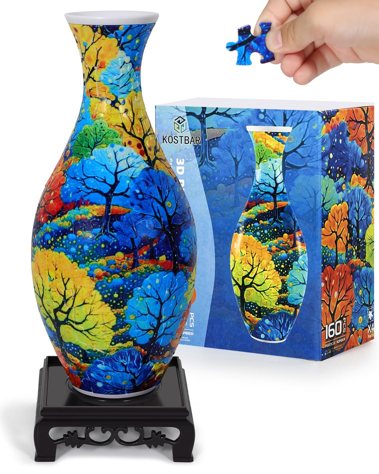 3D Puzzles for Adults, 160 Pieces 3D Puzzle Vase for Flowers, Unique Arts and Crafts for Adults, Unique Housewarning Gifts for Women & Men, Plastic Puzzle Vase for Home and Office Decor KOSTBAR