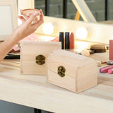 Aodaer 4 Pieces Unfinished Wood Treasure Chest Decorative Pine Wood Box with Hinged Lid and Locking Clasp Plain Decorate Wooden Boxes for Art Hobbies DIY Jewelry Gift Storage Aodaer