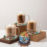 Sitsink Landscape Diamond Painting Coasters - 8 Pcs Lighthouse Diamond Art Kits for Adults, Gem Art Painting Coasters Kit with Holders Sitsink