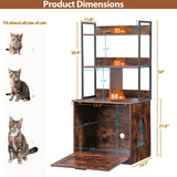 ZENY 2-in-1 Cat Litter Box Enclosure with Storage Shelves, Hidden Cat Litter Box Enclosure Furniture with Entrance (Rustic Brown) ZENY