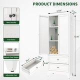VIYET 72" Tall Kitchen Pantry Cabinet,White Metal Pantry Cabinet with 2 Drawers & 2 Adjustable Shelves,Utility Storage Cabinet Rust-Resistant for Living Room,Dining Room,Bathroom,Garage,Basement VIYET