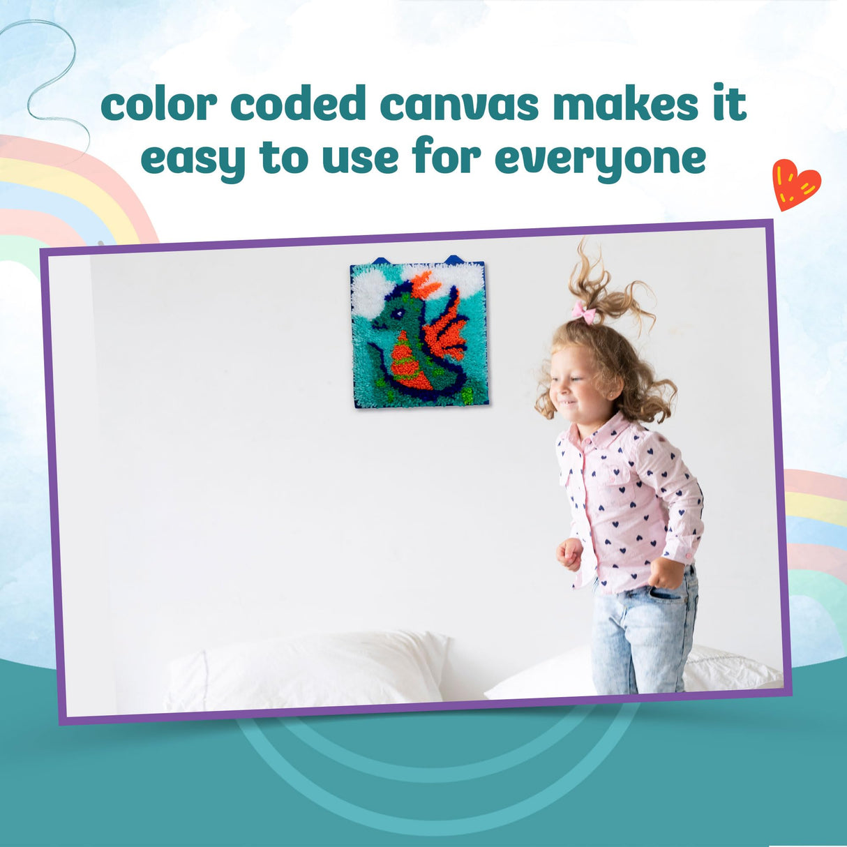 LatchKits Latch Hook Kits for Kids – Kids Crafts, Arts and Crafts, Yarn Art, Wall Hanging & Mini-Rugs, Craft Supplies, Pre-Cut Yarn, Easy to Follow Pattern, Hook Included, Arts & Craft, Ages 6+ LatchKits