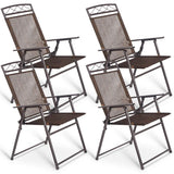 Giantex Set of 4 Patio Folding Sling Chairs Steel Camping Deck Garden Pool Backyard Chairs Giantex