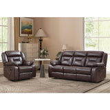 EBELLO Manual Recliner Sofa Set, Faux Leather Reclining Living Room Furniture Set, Included Recliner Chair and 3 Seat Manual Sofa, Dark Brown EBELLO
