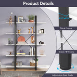 Vintage Industrial 5-Tier Bookshelf by Tribesigns - Extra Large White Bookcase for Stylish Storage Tribesigns