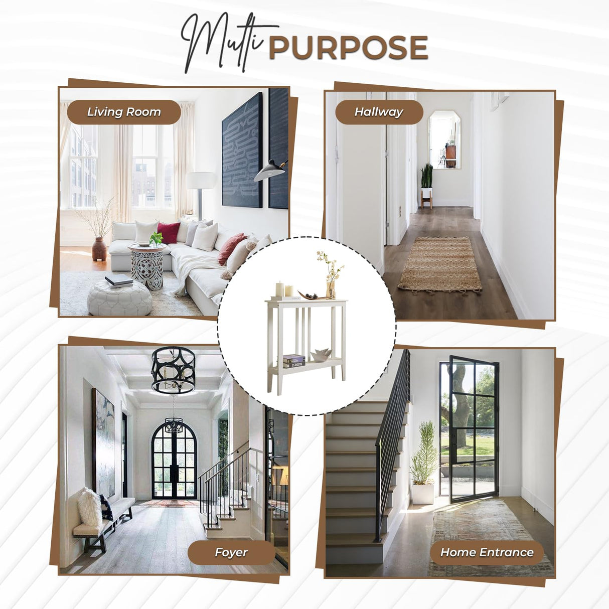 Kings Brand Furniture - Entryway Table - Narrow Console Table - Console Table with Storage - Hallway Decor - Wood Console Tables for Entryway - Narrow Console Sofa Side Table - Foyer - White Kings Brand Furniture