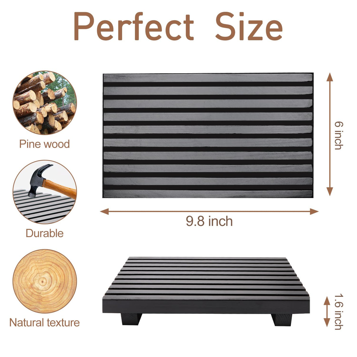 Renawe Black Bathroom Counter Organizer Wooden Display Pedesta Stand Kitchen Countertop Trays Farmhouse Wood Riser Dish Soap Dispenser Holder for Bathroom Decor Kitchen Sink Accessories Vanity Tray Renawe