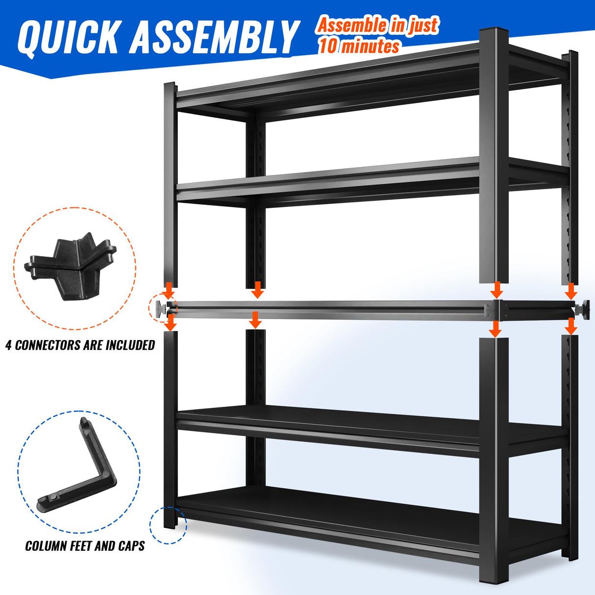 AOJUFEO Garage Shelving Heavy Duty 5 Tier Adjustable Metal Storage Shelf Industrial Rack Easy Assembly for Basement, Warehouse, Garage Storage Organization 16" D x 36" W x 72" H AOJUFEO