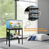 20 Gallon Fish Tank Stand, Metal Aquarium Rack for Fish Tank, Reptile Tank Stand with Cabinet, Length and Height Adjustable, Bookshelf & Storage Shelves with Pegboards for Home Office (2 tier/22.4in) GFFQLXHT