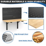 Ultrawall Wall Mounted Workbench with Pegboard, Folding Down Work Table Metal Pegboard Wall Organizer for Garage, Workshop, 48”X24” Ultrawall