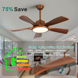 LINJO Outdoor Wood Ceiling Fan With Lights and Remote Control 5 Solid Wooden Blades 42 Inch Modern Farmhouse Ceiling Fan Light for Patios Living Room FCC Reversible DC Motor LINJO