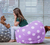 Wekapo Stuffed Animal Storage Bean Bag Chair Cover for Kids | Stuffable Zipper Beanbag for Organizing Children Plush Toys Large Premium Cotton Canvas (Purple Dot, X-Large) WEKAPO
