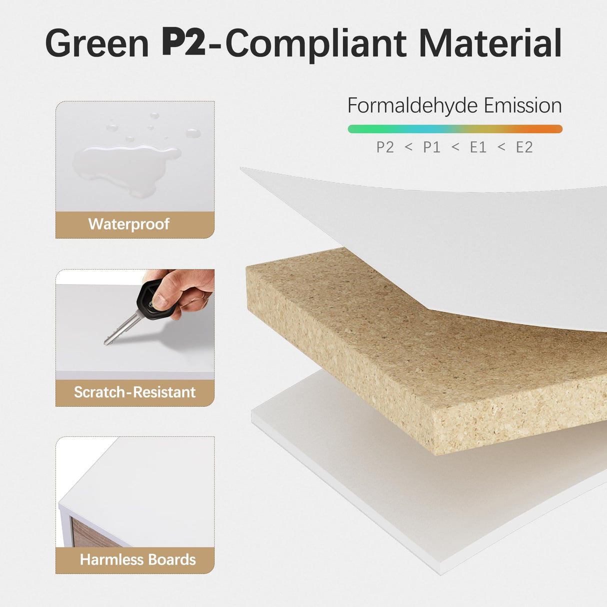 JAXPETY Nightstands Set of 2, Night Stand with Drawers, Bedside Tables with Solid Wood Legs and Large Storage Space, End Table, Side Table, for Bedroom, White JAXPETY