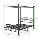 ARFARLY Full Size Bed Frame Four-Poster Metal Canopy Bed Frame Full with Headboard and Footboard Sturdy Slatted Structure No Box Spring Needed Black ARFARLY