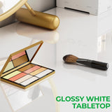 GreenForest Vanity Desk with 2 Drawers,47 inch White Desk with Glossy Desktop Easy Clean,Makeup Dressing Table with Metal Silver Legs for Home Office Small Spaces,Bedroom GreenForest