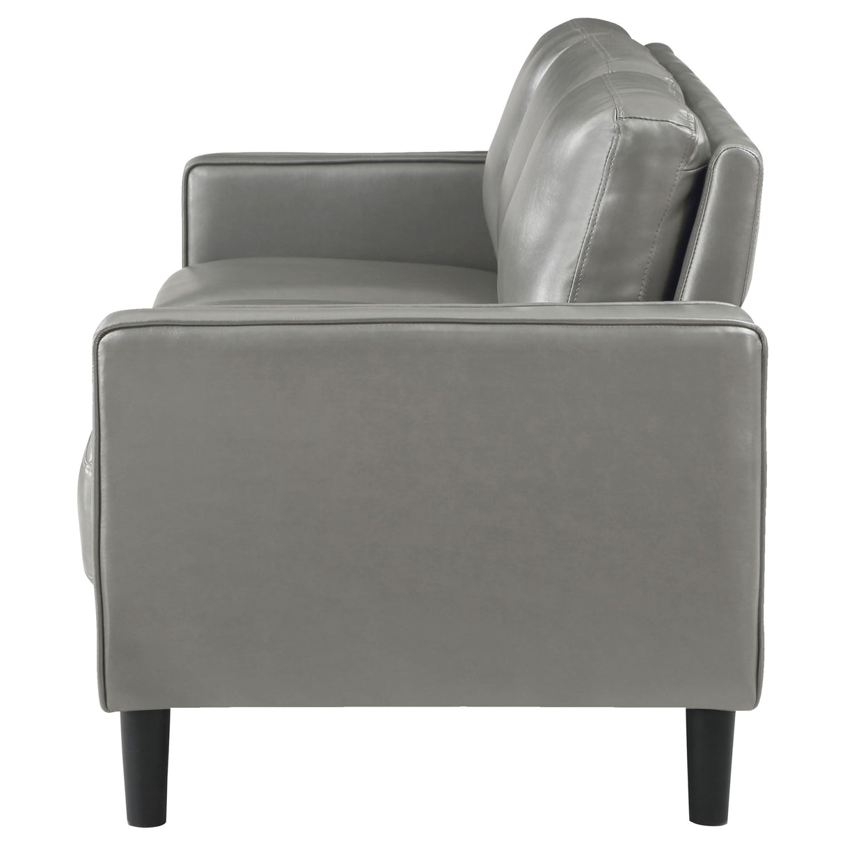 Coaster Home Furnishings - Ruth - Faux Leather Upholstered Track Arm Stationary Sofa with Foam Seat and Webbed Backrest - Transitional - Living Room - Gray - 508365 Coaster Fine Furniture