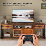 ALLSTAND 71 Inches Tall TV Stand for 75 80 Inch TV, Entertainment Center with Fabric Drawers & Cabinets, Industrial Gaming Console Table with Soundbar Shelf for Living Room, Bedroom, Rustic Brown ALLSTAND