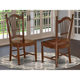 East West Furniture DOC-MAH-W Dover Kitchen Dining Chairs - Slat Back Wood Seat Chairs, Set of 2, Mahogany East West Furniture