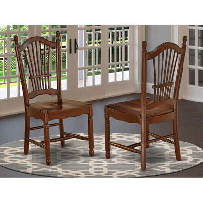 East West Furniture DOC-MAH-W Dover Kitchen Dining Chairs - Slat Back Wood Seat Chairs, Set of 2, Mahogany