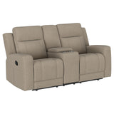 Coaster Home Furnishings - Brentwood - Fabric - Manual Motion Reclining Loveseat with Tufted Accents and Track Arms - Living Room - 30-Inch - Taupe - 610282 Coaster Fine Furniture