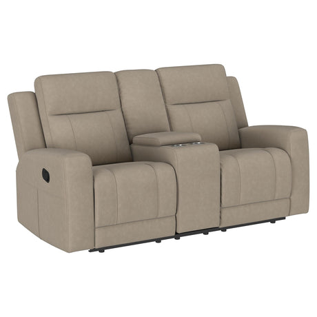Coaster Home Furnishings - Brentwood - Fabric - Manual Motion Reclining Loveseat with Tufted Accents and Track Arms - Living Room - 30-Inch - Taupe - 610282 Coaster Fine Furniture