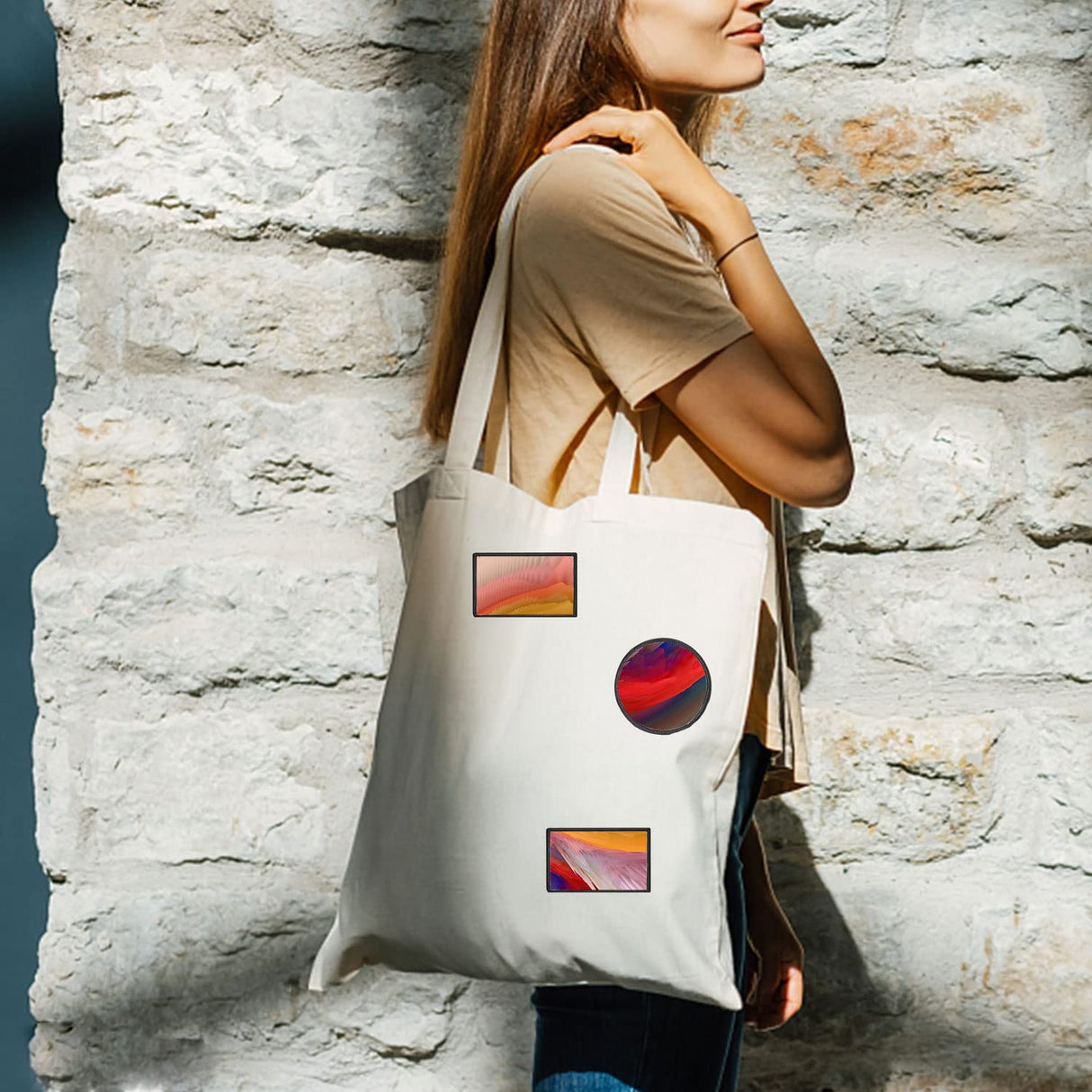 20 Pieces Blank Sublimation Patches 2 Shapes Fabric Iron-on Patch Repair Patches Decorative Patches for DIY Crafts, Hats Clothes Uniforms Shoes Bags Backpacks (Multiple) BOYIVI