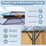 Aoxun 12'x20' Hardtop Gazebo, Aluminum Frame Permanent Pavilion with Curtains and Netting, Outdoor Polycarbonate Double Roof Canopy, Designed for Garden, Lawns, Patio Aoxun