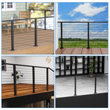 Muzata Black Cable Railing Post 36 Inch 36"x2"x2" Level Drilled Surface Mount T304 Stainless Steel Cable Railing System Kit Indoor Outdoor with Paper User Guide PS02 BH4S Muzata