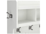 Bush Furniture Woodland 40W Hall Tree and Shoe Storage Bench with Shelves in White Ash, Cubbies and Coat Hooks for Foyer, Mudroom, or Entryway Bush Furniture