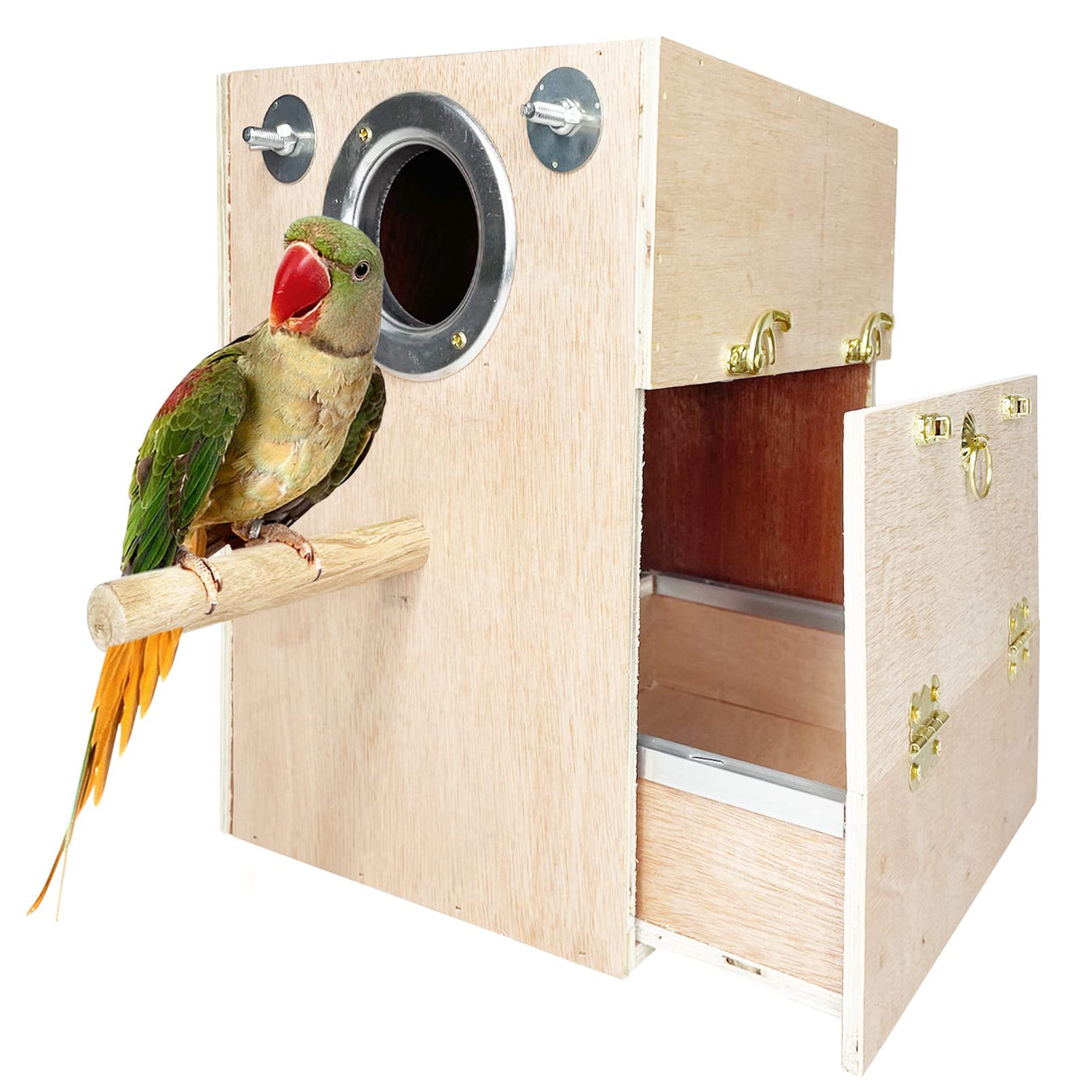 kathson Parakeet Nesting Box Wooden Bird Breeding Nest Parrots Mating House Wood Bird Aviary Budgie Cage Accessories for Cockatiel Finch Lovebirds Conure kathson