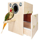 kathson Parakeet Nesting Box Wooden Bird Breeding Nest Parrots Mating House Wood Bird Aviary Budgie Cage Accessories for Cockatiel Finch Lovebirds Conure kathson
