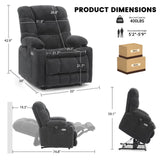 EONIX Dual Motor Lay Flat Power Lift Recliner Chair for Elderly with Heat and Massage, Electric Lift Chairs with Cup Holders for Living Room, 400lbs Heavy Duty, Plush Fabric, SLRY001060, Dark Grey EONIX