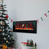 Oxhark Flame Electric Fireplace 60 inch Wide, Wall Mounted Fireplace Inserts Electric Heater, 13 * 13 Flame Effects Like Real Flame, Low Noise, Timer & Thermostat Setting, 750W/1500W, Black Oxhark Flame