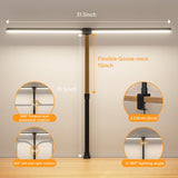 APMIEK LED Desk Lamp for Home Office, Remote Control Computer Desk Light Bright Table Lamp for Study Dimmable Desk Lighting with Clamp Adjustable Gooseneck, Double Head, 24W, Black APMIEK