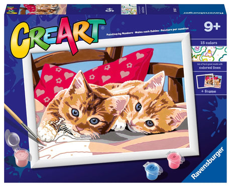 Ravensburger CreArt Two Cuddly Cats Paint by Numbers Kit for Kids - Painting Arts and Crafts for Ages 9 and Up Ravensburger