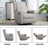 CANMOV Swivel Rocker Recliner Chair, Rocking Chair Nursery Glider Recliner, Manual Glider Chair for Nursery (Gray) CANMOV