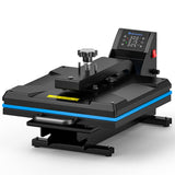 Delclynee Auto 15"x15" Heat Press Machine with Automatic Press and Release, Slide Out Lower Platen, Adjustable Pressure with Pressure Readout, Digital Industrial Clamshell Sublimation Printer (Black) Delclynee