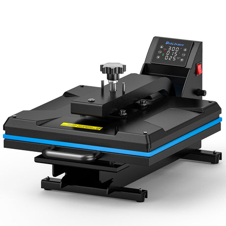 Delclynee Auto 15"x15" Heat Press Machine with Automatic Press and Release, Slide Out Lower Platen, Adjustable Pressure with Pressure Readout, Digital Industrial Clamshell Sublimation Printer (Black) Delclynee