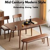 Grewood Extendable Dining Table - 100% Natural Oak Wood Telescopic Dining Table for 6-8 - Modern Dining Table with 47.24-63inch for Kitchen Room,Dining Room,Apartment (Walnut Color) Grewood