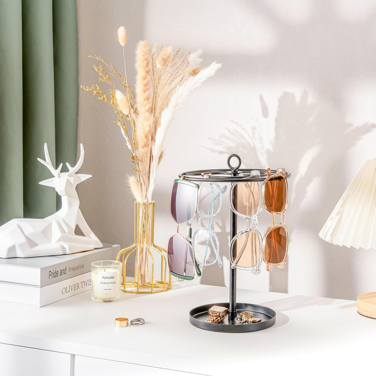 ProCase Sunglasses Organizer Glasses Holder Eyeglasses Stand, Upgraded Large Capacity Sunglass Storage with Metal Frame and Base, Eyewear Display Rack for Tabletop, Up to 15 Pairs -Black ProCase