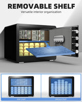 DAYI Safe Box, 1.4 Cubic Feet Home Safe with Fireproof Waterproof Bag, Security Safe Box for Money Cash Valuables, Digital Electronic Keypad, Dual Alarm System, Removable Shelf - D-35 DAYI