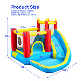 WELLFUNTIME Inflatable Bounce House with Slide, Jumping Castle with Blower, Climbing Wall, Dartboard, Basketball Hoop and 50 Ball Pit Balls, 108x122x86 Inch WELLFUNTIME