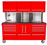 JEGS 72 in. 11-Drawer Rolling Tool Cabinet with Upper Storage [Red] JEGS