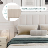 Merax Gas Lift Up Storage Platform Bed, Upholstered Bed Frame with Hydraulic Storage System and Wooden Slat Support, Queen Size, Beige Merax