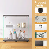 AUCARE Display Cabinet with Glass Doors, Glass Display Cabinet with Lock, 2-Tier Curio Cabinet&Bookcase for Collectibles, Toys, Books, Glass Storage Cabinet, 32" W x 34" H x 14" D AUCARE