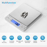 Toprime Digital Gram Scale 500g 0.01g Food Scale High Precision Kitchen Scale Multifunctional Stainless Steel Pocket Scale with Back-Lit LCD Display Tare PCS Features Silver toprime
