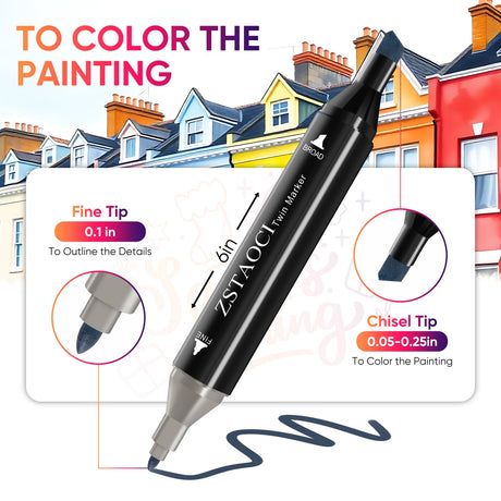 ZSTAOCI 80 Colors Alcohol Markers, Art Markers for Kids Adults Artists Coloring Painting Sketching, Dual Tip Drawing Marker Set Perfect for Boys Girls Students Gift (80) ZSTAOCI