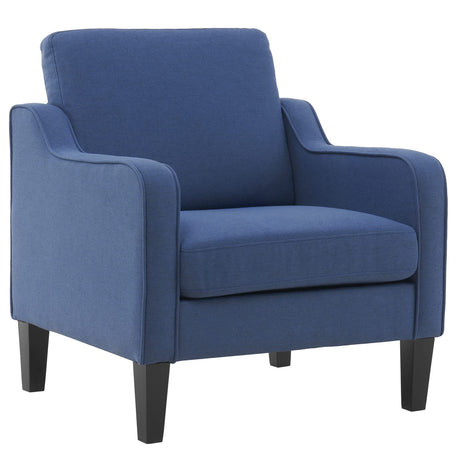 VINGLI Mid Century Modern Accent Chair,Navy Blue Fabric for Living Room Upholstered Armchair with Scooped Arms for Bedroom,Apartment,Studio,Office,Waiting Room VINGLI